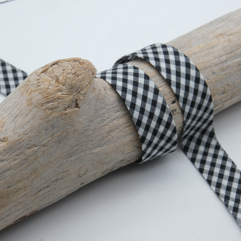 18mm Black Vichy Bias Tape - Maison Klem